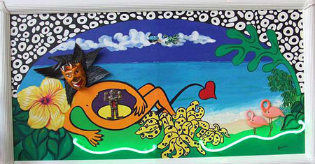 The Devil Rests in Paradise - painted on Turks & Caicos Islands,